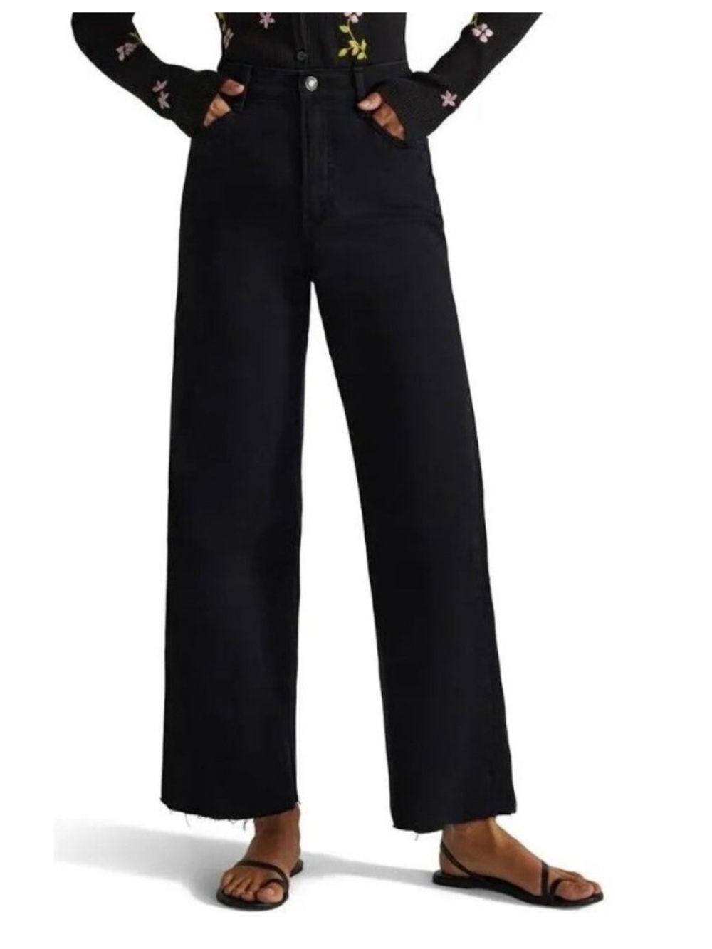 Favorite Daughter The Mischa Raw Hem Super High Rise Wide Leg Ankle Jeans 29 - Picture 2 of 9